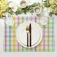 thumbnail image 3 of Easter Plaid Placemats Set of 4, Colorful Buffalo Checks Spring Stripes Non Slip Heat Resistant Table Mats 12" X 18" for Dining Kitchen Holiday Decor, Every Day Use, 3 of 6