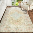 thumbnail image 2 of Junovo Boho Area Rugs Vintage Boho Carpet Non-slip Floor Rug for Living Room,5'x7',Orange, 2 of 8