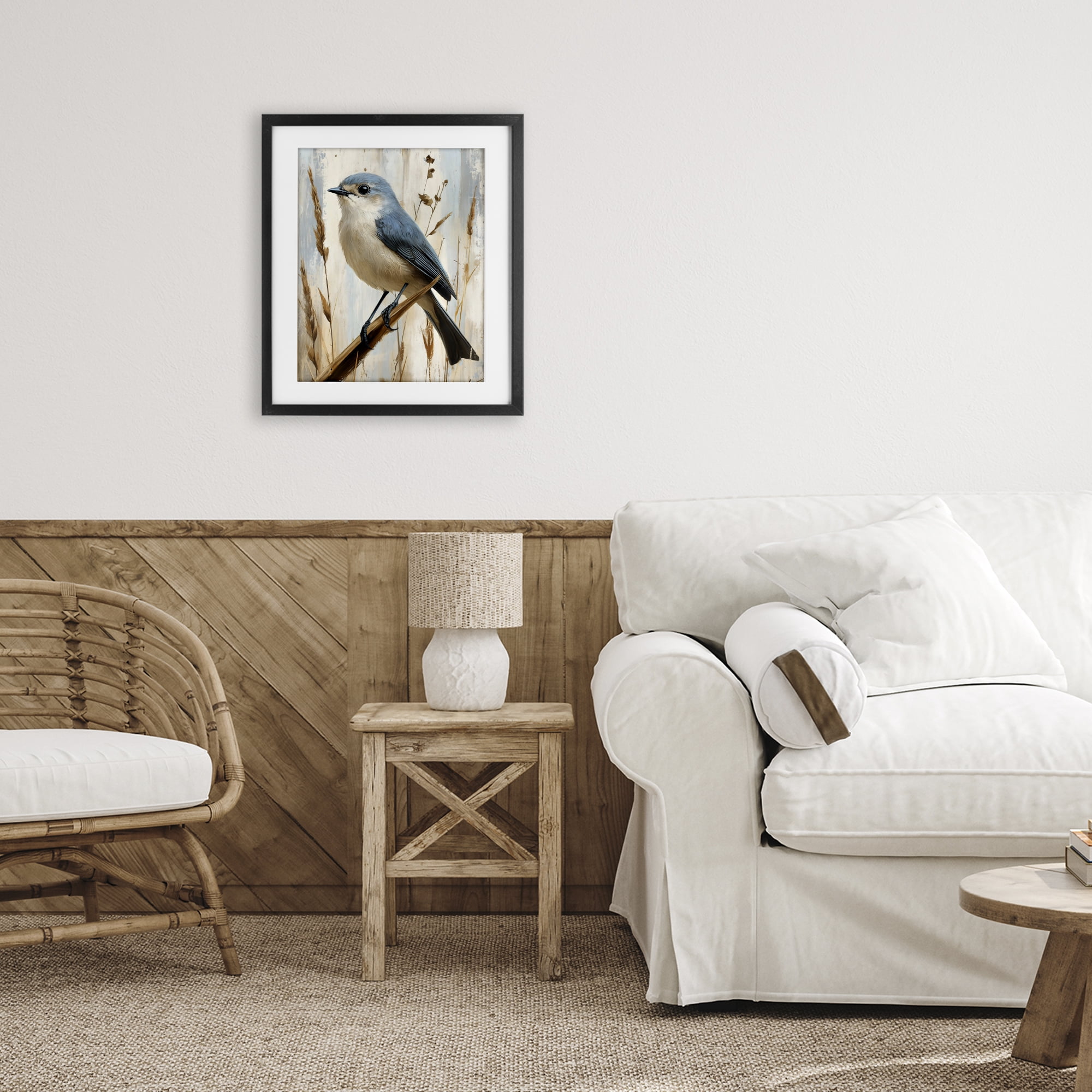 Stupell Industries Bluebird on Tall Glass Perch Black Framed Print Under Glass, design by Creative Studio