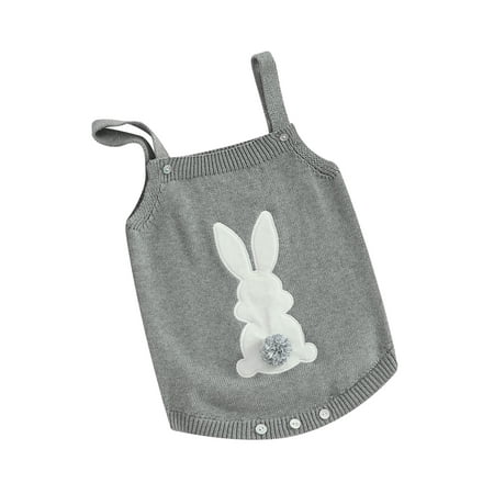 

Arvbitana Infant Baby Boys Girls Sleeveless Sweater Romper Fuzzy Bunny Embroidery Square Neck Knit Tank Top Bodysuit 3M 6M 9M 12M 18M Newborn Cute Clothes for Easter