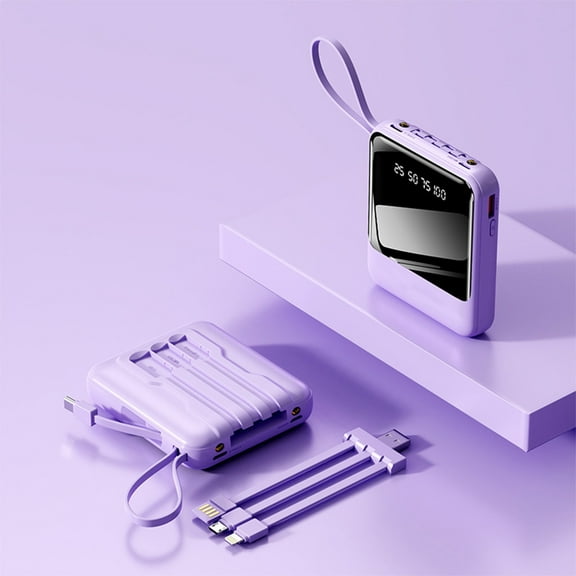 CQCYD under $5 10000mAh Power Bank, 10000mAh Portable Power Bank with Built-in Cables, Mini External Battery Pack, 4 in 1 Charging Power Bank, Compact Phone Charger for Travel