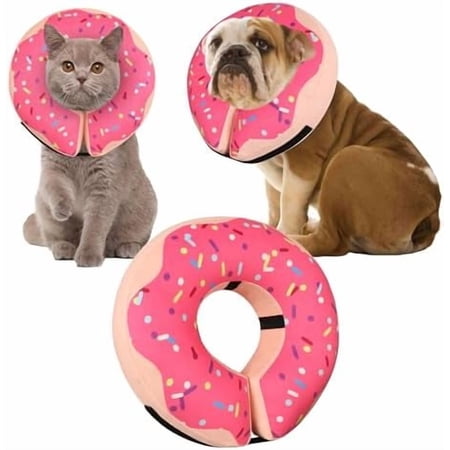 Inflatable Cone Collar for Large Medium Small Dogs Soft Adjustable Recovery Collar for Dogs Cats Dog Cone Neck Donut Alternative After Surgery(Pink Medium+