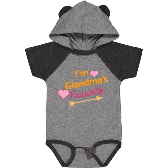 Inktastic I'm Grandma's Favorite with Arrow and Hearts in Pink Boys or Girls Baby Bodysuit