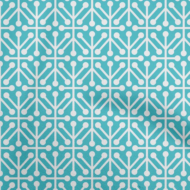 oneOone Cotton Poplin Turquoise Blue Fabric Geometric Sewing Material Print Fabric By The Yard 56 Inch Wide