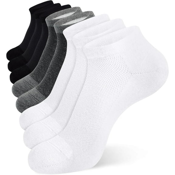 Mens Ankle Socks 8 Pack Cotton Low Cut Socks Non Slip No Show Socks Size 9-12/13-15