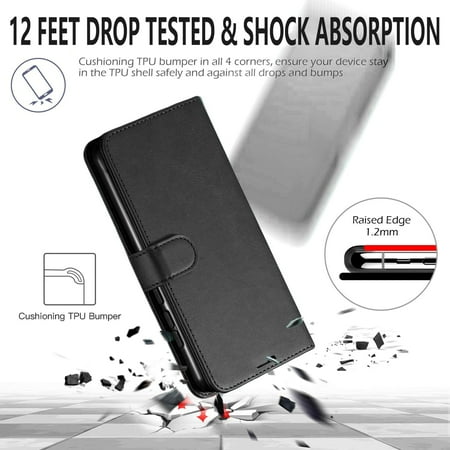 Samsung Galaxy S10 Plus Case, [NOT FIT Samsung Galaxy S10E/ Galaxy S10 Phone], Starshop Premium Leather Wallet Pocket Credit Card Slots-Black