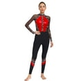 thumbnail image 1 of Jizyo Women's Long Sleeve Dance Unitard Shiny Rhinestone Full Body Suits One Piece Jumpsuits Red L, 1 of 5