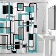 thumbnail image 4 of Modern Geometric Abstract Fabric Shower Curtain Mid Century Teal Washable Shower Curtains for Bathroom, Waterproof Bath Curtain with Hooks Home Decor 72x72in, 4 of 8