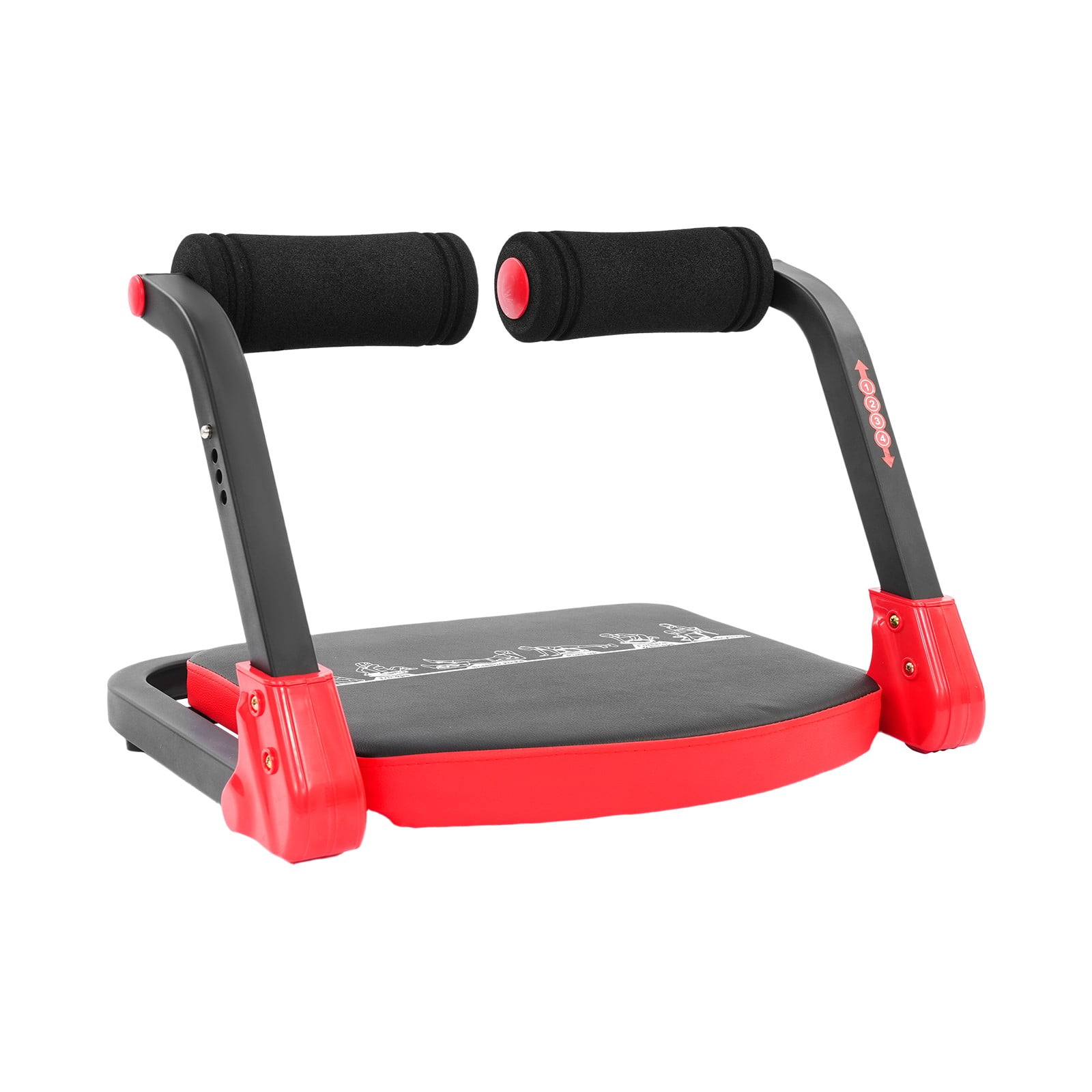 ToppiJoy Foldable Adjustable Ab Machine, Sit Up Exercise Equipment & Core Machine, Multifunctional Home Gym Fitness Workout Equipment Crunch Trainer Red