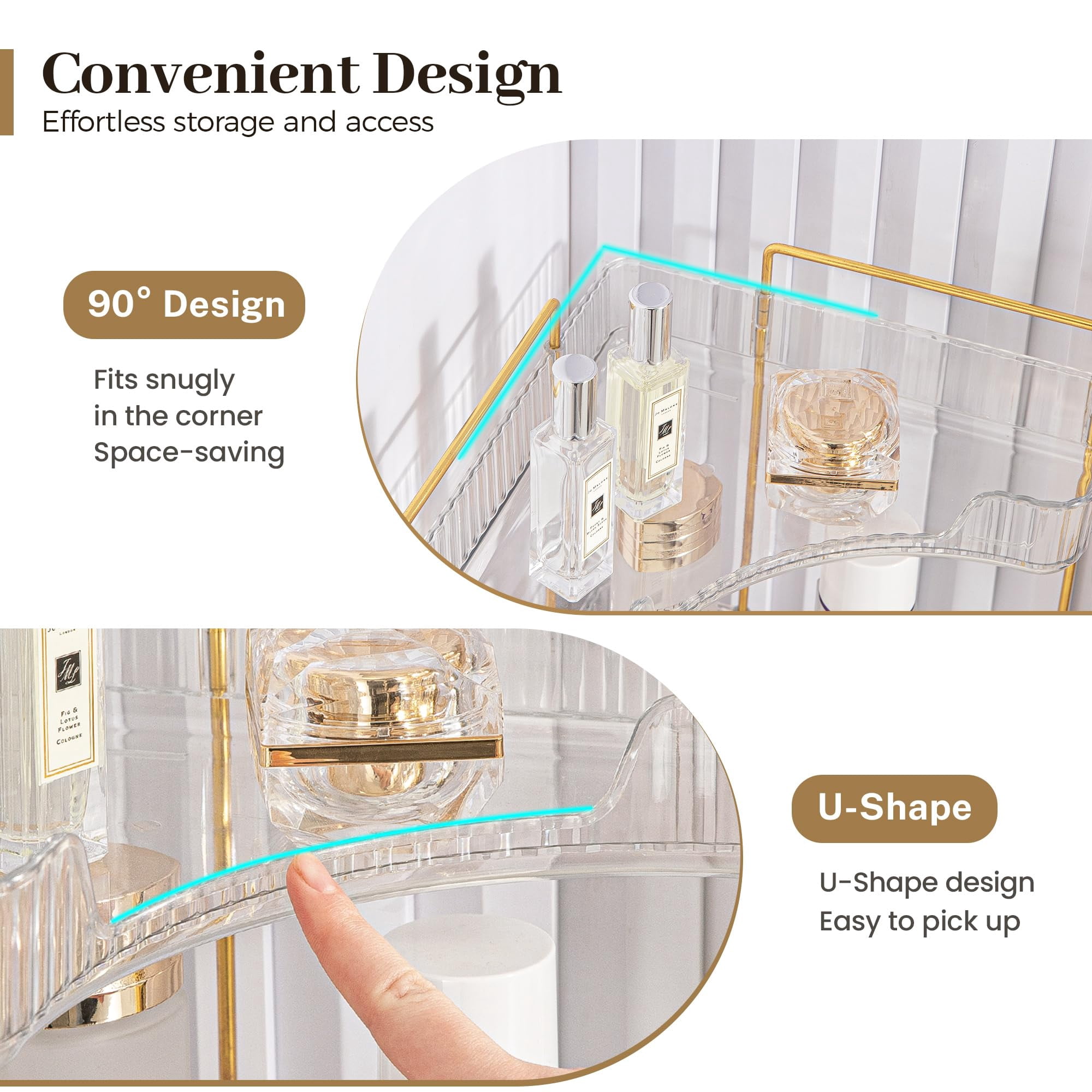 Soda Candy Corner Makeup Organizer for Vanity Countertop Space Saving Cosmetic Storage Organizer for Dresser Bathroom Kitchen, 2 Tier