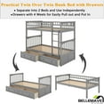 thumbnail image 4 of Bellemave Twin Over Twin Bunk Bed with 2 Storage Drawers,Wooden Bunk Bed Frame with Guardrails for Bedroom, Can be Convertible into 2 Beds (Gray), 4 of 16