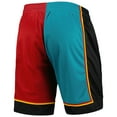 thumbnail image 3 of Men's Mitchell & Ness Teal/Red Detroit Pistons Hardwood Classics 1998 Split Swingman Shorts, 3 of 3