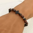 thumbnail image 5 of QUTETN Cross Bracelet for Men Women Stone Beaded Cross Bracelet Elastic Stone Religious Wristband Jewelry Gifts for Christian Black White, 5 of 13