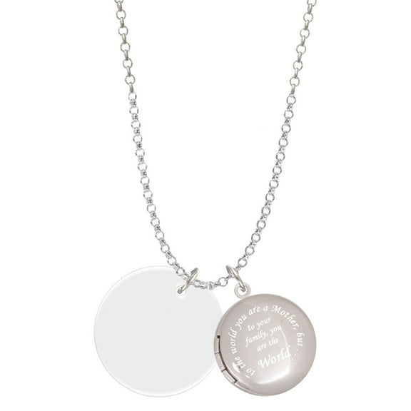 Delight Jewelry Acrylic 1" Disc Imitation Pearl To the World You are a Mother Locket Necklace