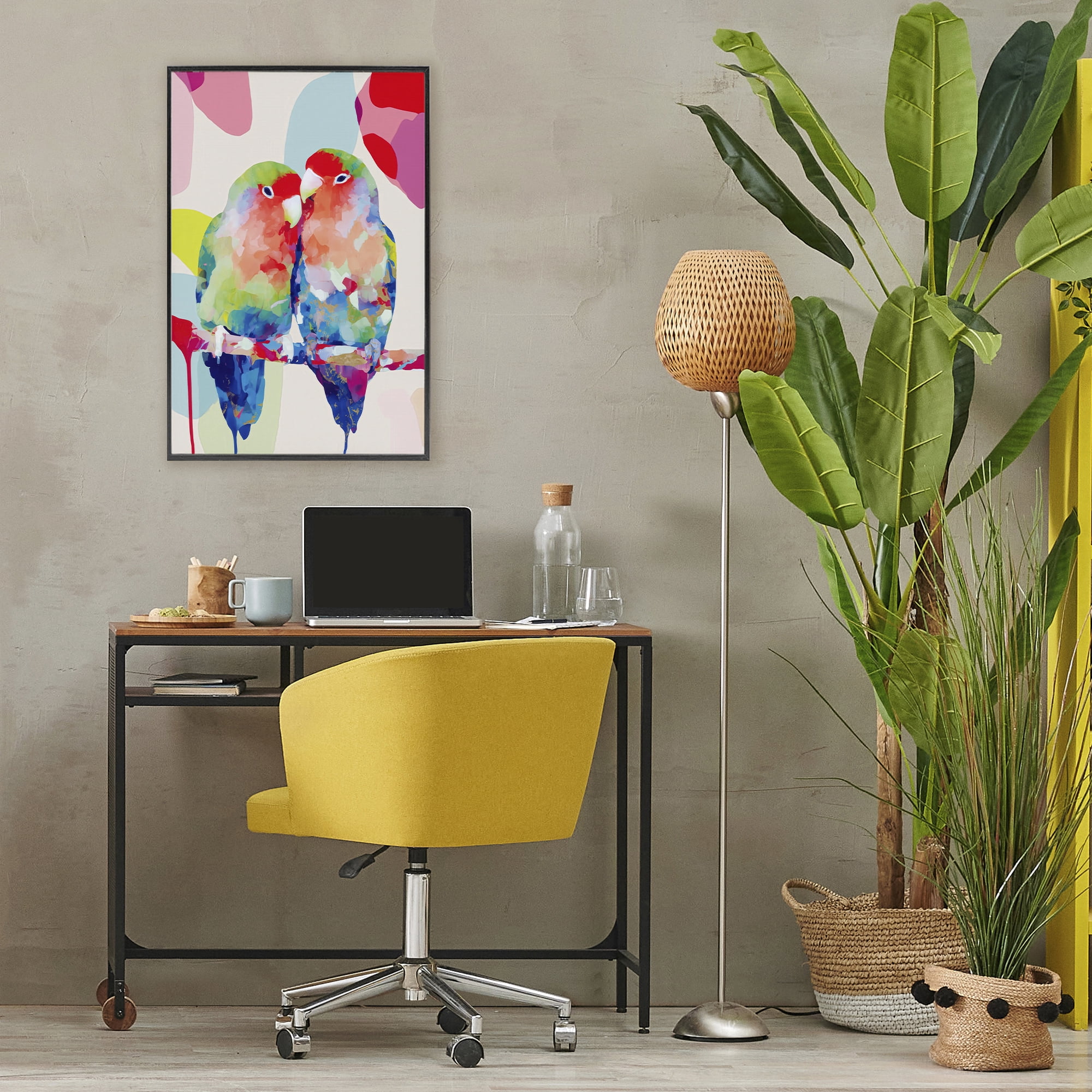 Stupell Industries Lovebirds on a Branch Black Framed Giclee Art, design by Chromatic Storm Studio