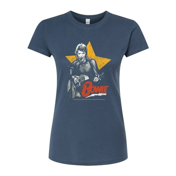 David Bowie - Bowie Guitar With Star - Juniors Fitted Graphic T-Shirt