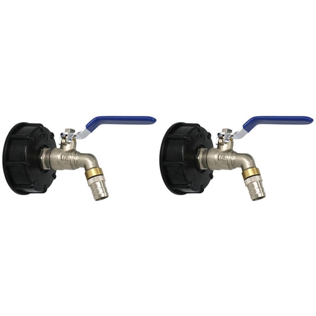 2X IBC Ball Outlet Tap Tank Adaptador de Drenaje de Alimenticio de 3/4 Pulgadas S60X6 Tanque de 1000 L Contenedor de Agua de Lluvia Válvula de Grifo de Manguera de Latón
