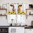 thumbnail image 2 of 2 Panels Kitchen Tier Curtains 39 Inch Length, Farmhouse Cow Grommets Window Treatment Curtain, Vintage Country Sunflower Gray Wood Thermal Curtains Drapes for Living Room/Bathroom, 2 of 9