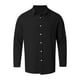 thumbnail image 4 of Camisa lavada de manga larga con botones para hombre: color liso, poliéster, cómoda y holgada para todas las ocasiones, 4 of 6