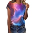 thumbnail image 4 of Ounisa Unisex Short Sleeve T Shirts Crew Neck Starry Sky Galaxy Print Casual Soft Loose Fit Spring Summer Daily Wear Fashion Tops S-5XL, 4 of 6