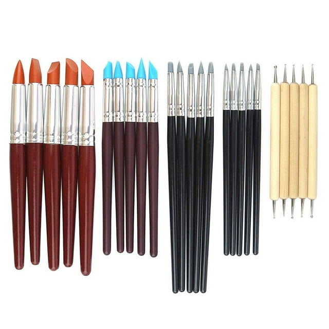 Hamineler 25 Piezas Herramientas Para Esculpir Arcilla Juego De Herramientas De Lápiz Óptico De Polímero Herramientas Para Dar Forma A Arcilla Cepillos De Goma Herramienta De Limpieza Para Escultura C