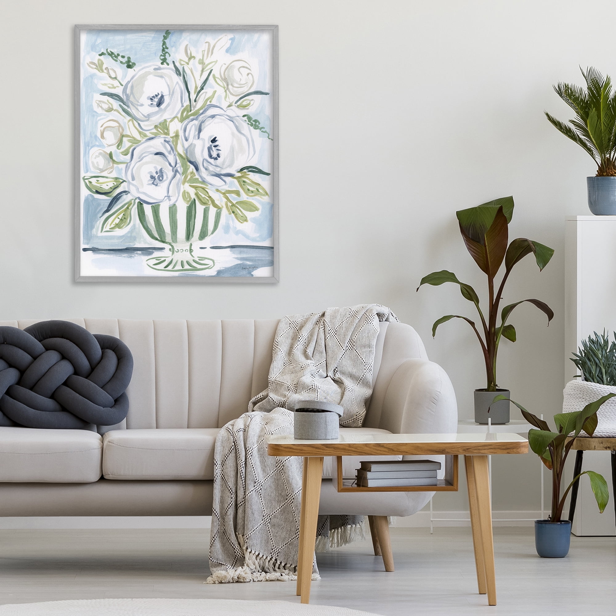 Stupell Industries Fiona Pastel Floral Bouquet Gray Framed Giclee Art, design by Haley Knighten
