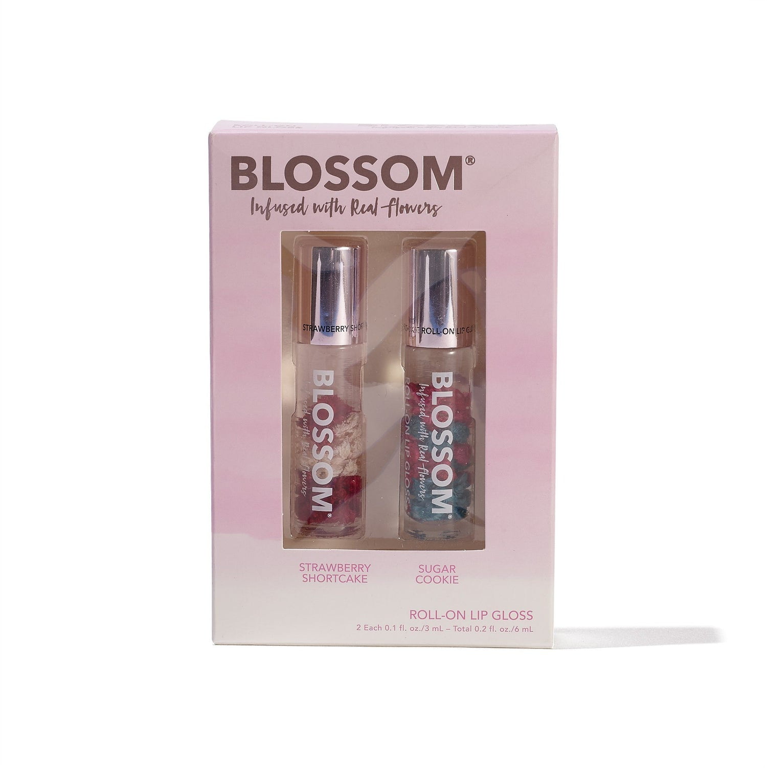 Blossom Infused with Real Flowers Roll-on Lip Gloss - Strawberry Shortcake and Sugar Cookie 2 piece Set