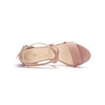 thumbnail image 4 of BLISSFUL STEP Women's Open Toe Cross Strap Mid Block Heel Sandals Dust Pink 7, 4 of 7