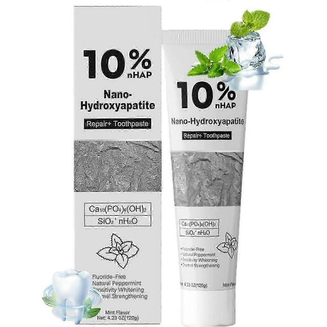 10%nHAP Nano Hydroxyapatite Toothpaste Fluoride-Free Enamel Repair Whitening Toothpaste, Cool Mint Fresh Breath_c*