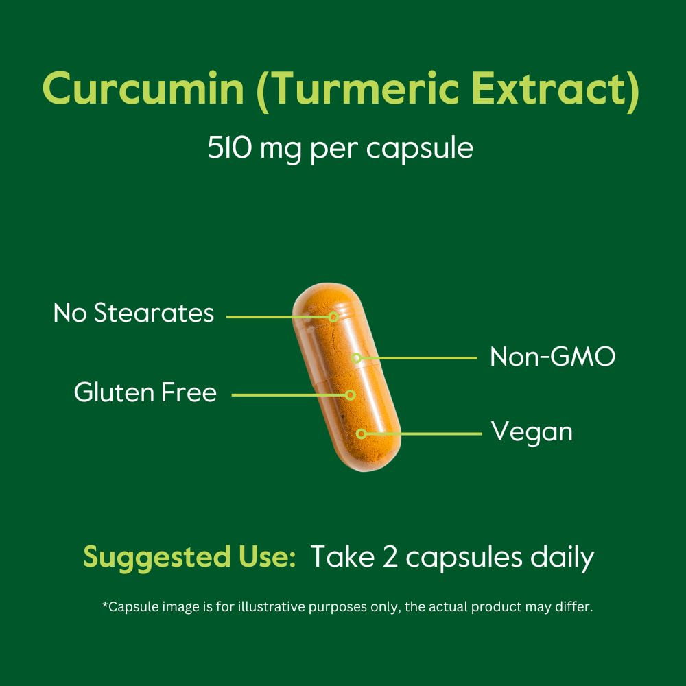 BESTVITE Curcumin 510mg (Turmeric)(120 Vegetarian Capsules) with Curcumin C3 Complex & Bioperine - Standardized to 95% Curcuminoids - No Stearates - No Fillers - Vegan - Non GMO - Gluten Free