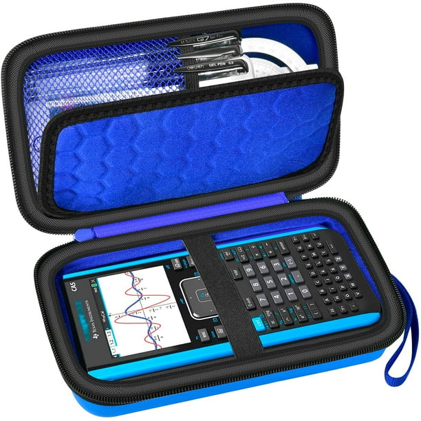 Funda compatible con Texas Instruments TI-Nspire CX II/TI Nspire CX/TI-NSPIRE CX-II T CAS/para calculadora gráfica en color TI-84 Plus/TI-83 Plus CE, soporte de almacenamiento, azul