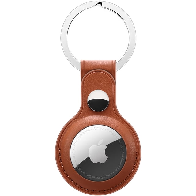 Nakedcellphone Vegan Leather Series Compatible with Apple AirTag, Key Ring Skin Case Cover Keychain Locator Chain Holder - Brown