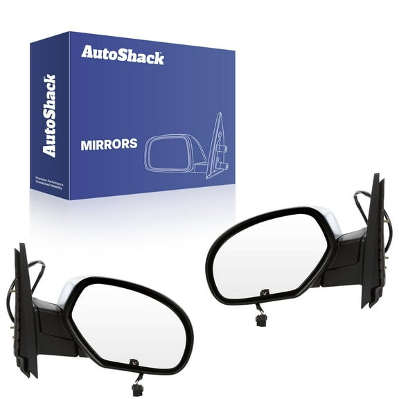AutoShack Pair 2 Driver and Passenger Side Mirrors Power Heated Satin Chrome | Replacement for 2007-2013 Chevrolet Silverado 1500 Tahoe Silverado 2500 HD Silverado 3500 HD Suburban 2500 | 2-PC