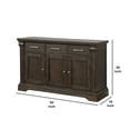 thumbnail image 2 of Benjara 60 Inches 3 Drawer Wooden Server with 3 Doors- Brown, 2 of 7