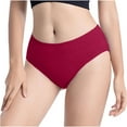 thumbnail image 2 of ShomPort Women's Panties Basic Mid Waist Solid Color Briefs Comfortable Cotton Hipster Underwear, 2 of 7