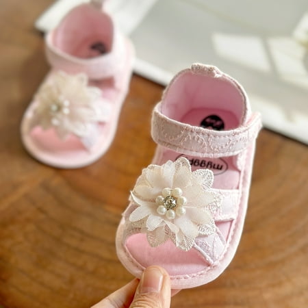 

Newborn Baby Girls Flower Sandals Soft Sole Anti Slip First Walker Shoes Prewalker Shoes Summer