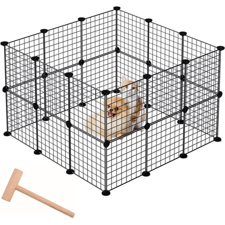 Puppy Playpen 24 Panels Metal Wire Dog Fence Portable Small Animal Fencing