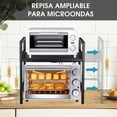 thumbnail image 3 of Estantería para Microondas, Estante Organizador de Cocina, Estante Microondas Encimera con 6 Ganchos, Estantería Extensible Cocina de 2 Niveles, Negro, 3 of 6