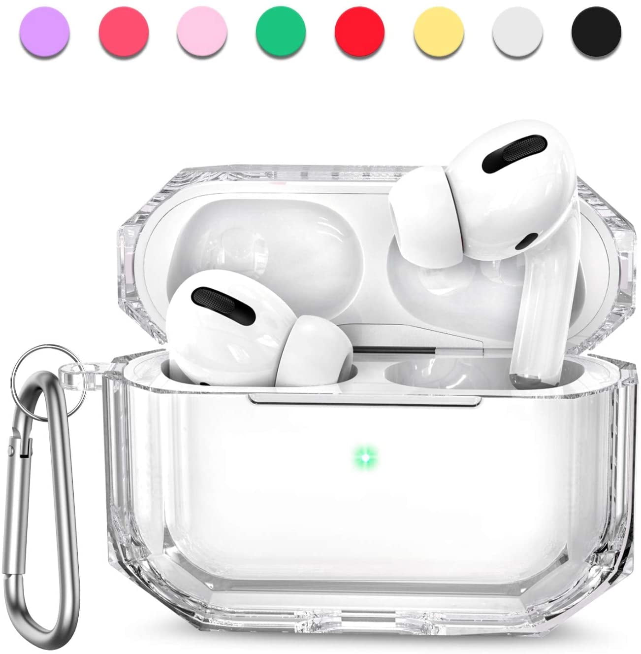 AirPods Pro, 360° Full Protective Dustproof TPU Clear Cute AirPods Case  Cover for Apple AirPod 3 2020 Cases for Girls with Keychain Strap Multi  Color for Women and Men (White) - Walmart.com