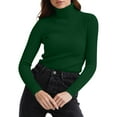 thumbnail image 5 of TrdSipl Women's Casual Slim Fitted Basic Top Knit Light Weight Turtle Neck Pullover Sweaters Winter Thermal Undershirts Dark Green L, 5 of 6