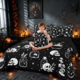 thumbnail image 3 of Homewish Halloween Gothic Skull Twin Bedding, Magical Mushroom Bedding Comforter Set, Black White, Black Reversible 7pcs, 3 of 7