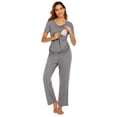thumbnail image 4 of Ekouaer Women's Maternity Nursing Pajamas Cotton Sleepwear Set Soft Pregnancy Breastfeeding PJ Set Black M Dark Grey L, 4 of 7