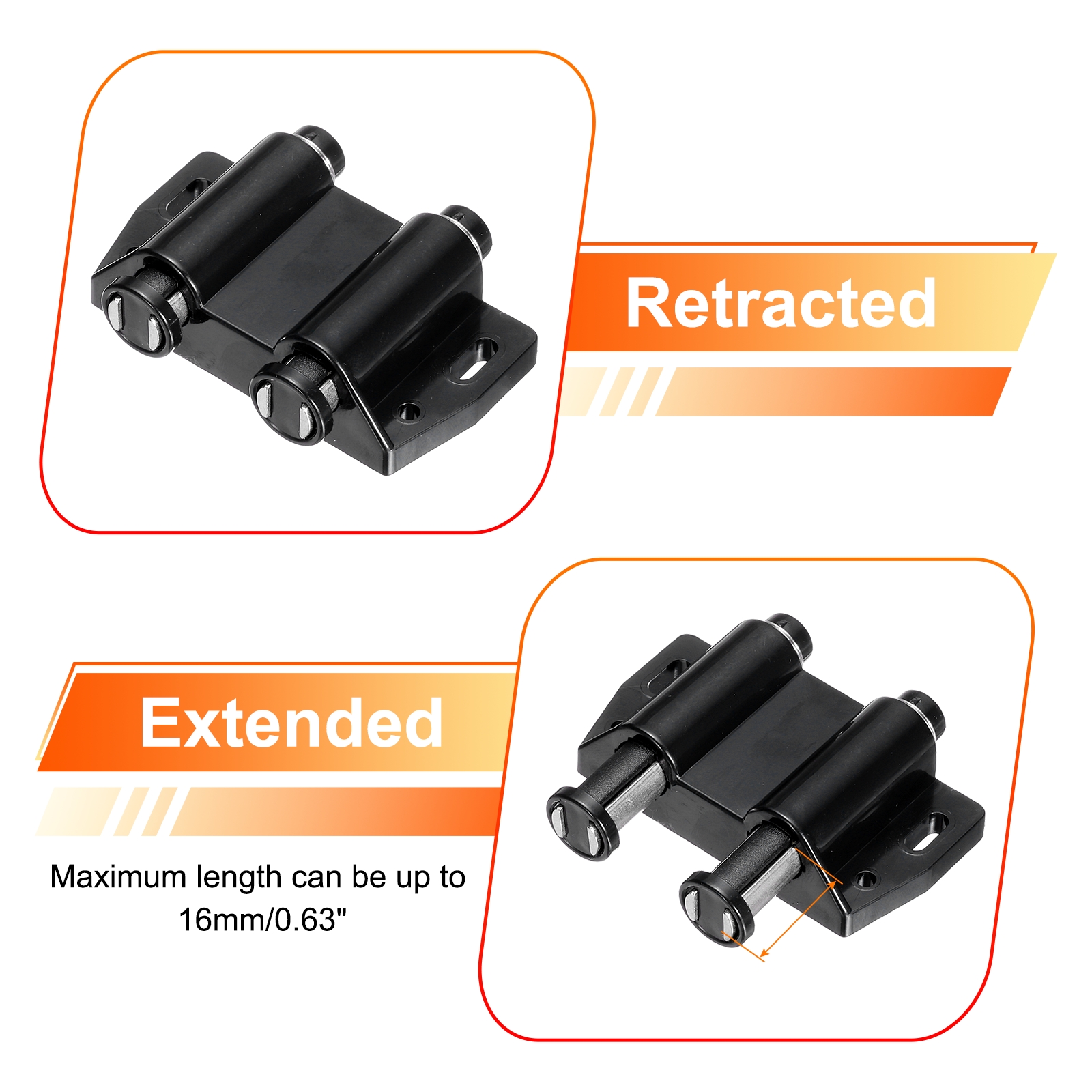 Unique Bargains Push to Open Pressure Touch Release Latches for Cabinets Black