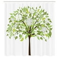 thumbnail image 3 of Ambesonne Nature Shower Curtain, Summer Tree Blossoms, 69"Wx84"L, Green Brown White, 3 of 5