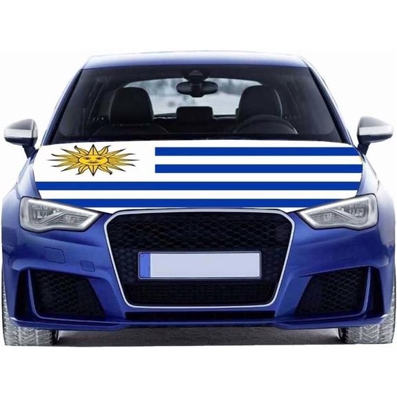 Uruguay National Flag Oversized Car Hood Cover 3.3X5FT/6X7FT 100% Polyester Elastic Fabrics Can be Washed Suitable for Large SUV and Pickup Trucks ( 6X7FT)