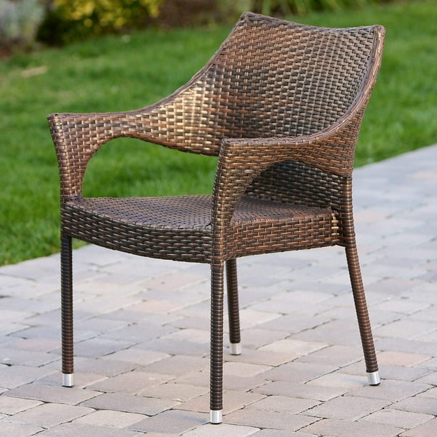 Cliff All Weather Wicker Dining Chairs, Outdoor Wicker Dining Chairs Stackable
