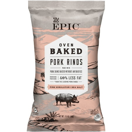 EPIC Oven Baked Pink Himalayan, Sea Salt Pork Rinds, 2.5 OZ Bag, 2.5