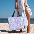 thumbnail image 5 of Large Beach Bags Water-resistant Sandproof - Rainbow Scales Cute Beach Tote Bags for Women with Zipper, 5 of 6