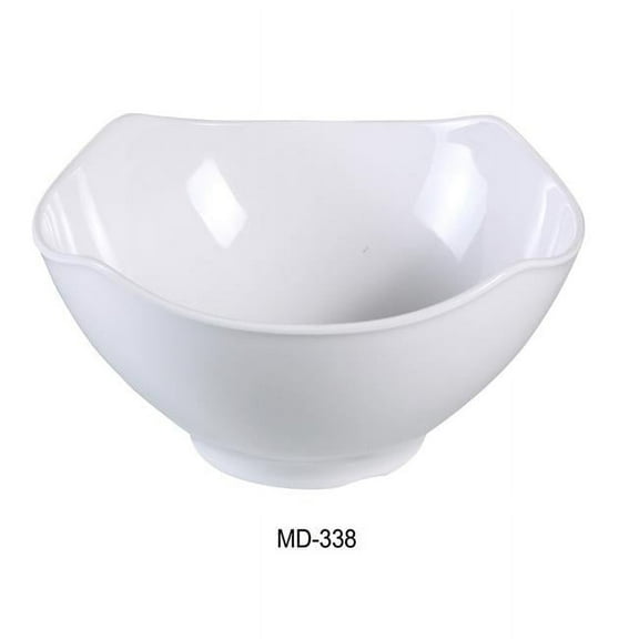Yanco MD-338 45 oz Milando Square Bowl - Melamine, White - 8 x 8 x 3.5 in. - Pack of 24
