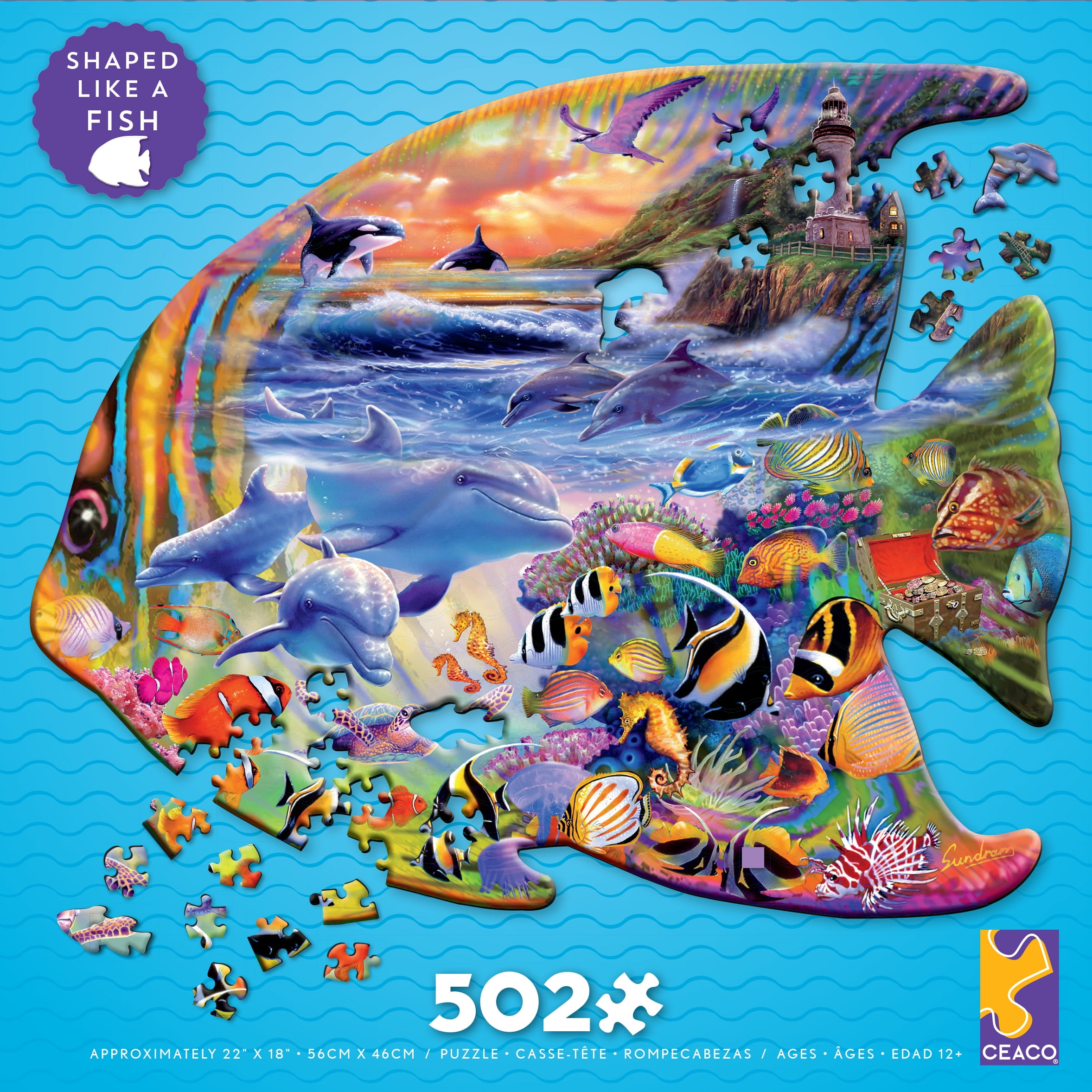 Fishes Of The Gulf Coast Jigsaw Puzzle - 550 Piece Puzzle, Finished Size 18x24 Inches, Educational Art By Diane Peebles